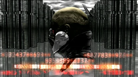 Cyborg head, robot Stock Footage 559374