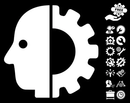 Cyborg Head Vector Icon With Tools Bonus イラスト素材