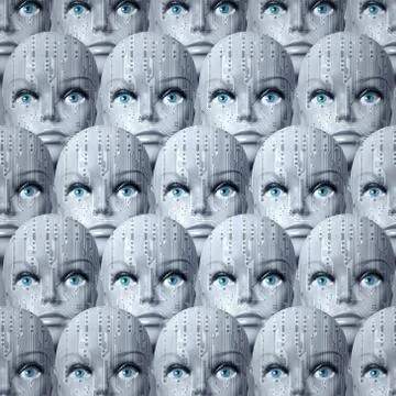 Cyborg heads background Stock Illustration