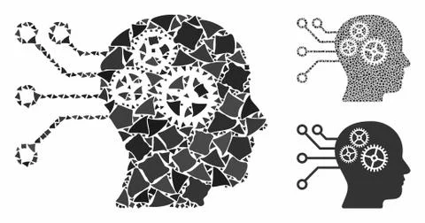 Cyborg interface circuit Composition Icon of Bumpy Pieces Stock Illustration