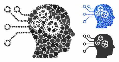 Cyborg interface circuit Mosaic Icon of Circles イラスト素材