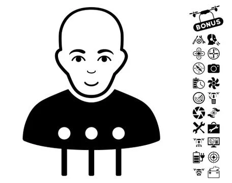 Cyborg Interface Icon With Copter Tools Bonus Stock Illustration