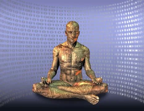 Cyborg meditation Stock Illustration