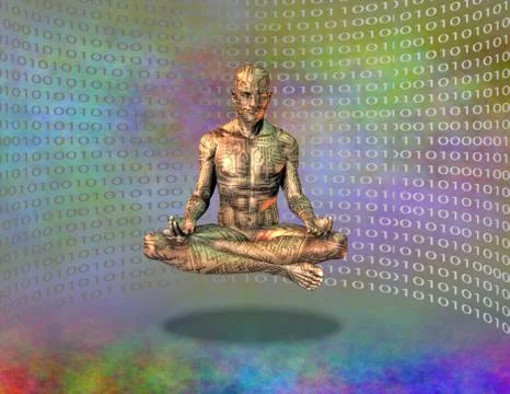 Cyborg meditation Stock Illustration