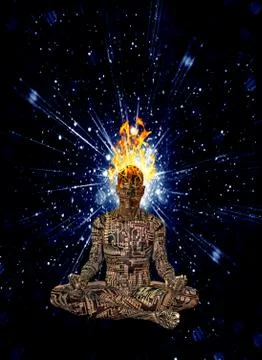 Cyborg meditation Stock Illustration