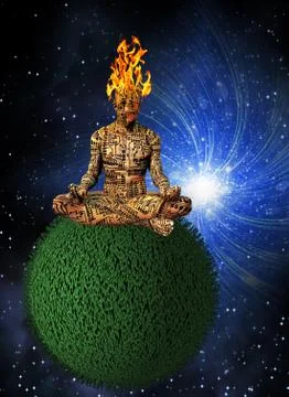 Cyborg Meditation Stock Illustration