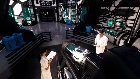 Cyborg Research Laboratory - Immersive Future Robotics Engineering  Stock Footage 248426448