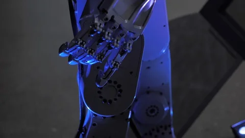 Cyborg Robot Artificial Intelligence in the Technological Environment Stock Footage 129859719