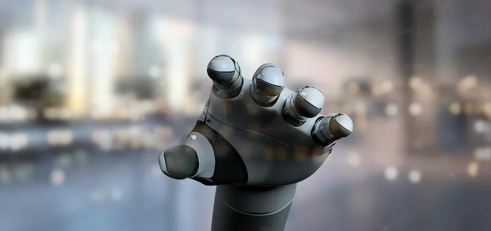 Cyborg robot hand - 3d rendering Stock Photos