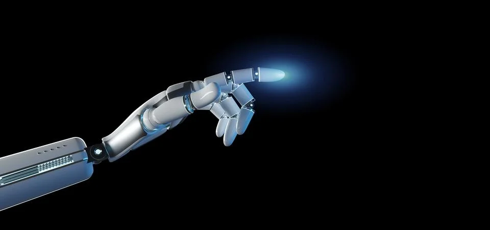 Cyborg robot hand on an uniform background 3d rendering Stock Illustration