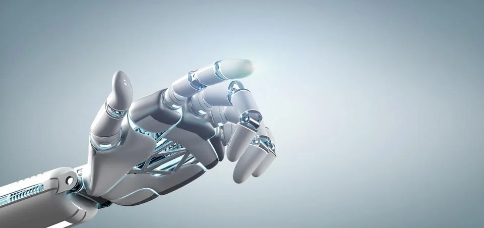 Cyborg robot hand on an uniform background 3d rendering Stock Illustration