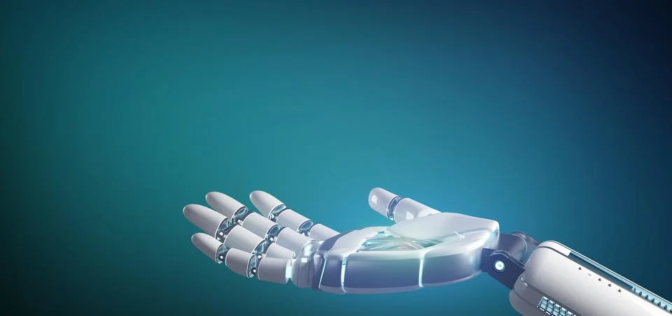 Cyborg robot hand on an uniform background 3d rendering Stock Illustration