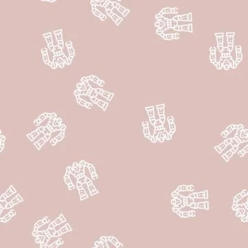 Cyborg robot line seamless pattern Stock Illustration