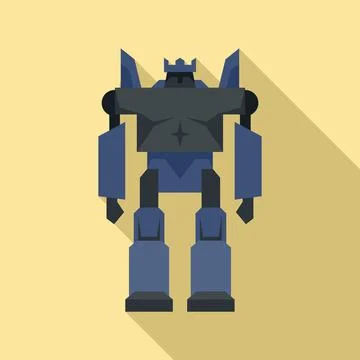 Cyborg robot transformer icon, flat style Ilustración de archivo