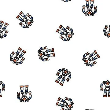 Cyborg robot vector seamless pattern イラスト素材