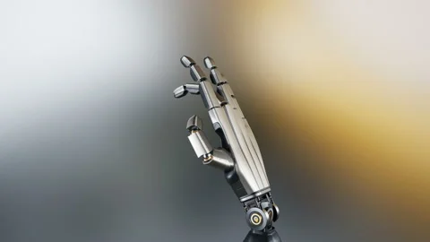 Cyborg robotic arm during test action. 動画素材 98432434