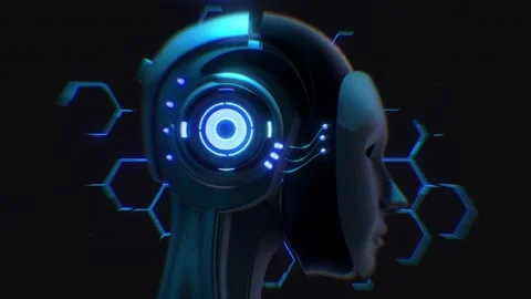 Cyborg Robotic Head Video stock 263217036