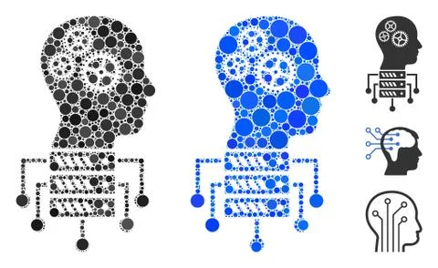 Cyborg Server Node Composition Icon of Circles Stock Illustration