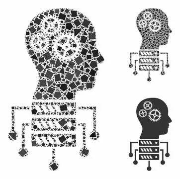 Cyborg server node Mosaic Icon of Joggly Items Illustrazione stock