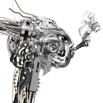 A cyborg smokes Stock Illustration