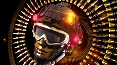 Cyborg Soldier Head Bullets Stock Footage 320588322