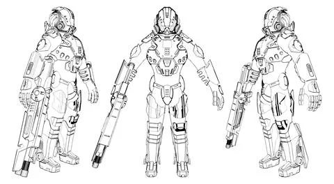Cyborg Soldier Vector. Robot Android Illustration. Stock Illustration
