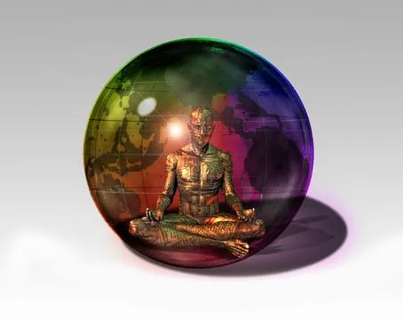 Cyborg in sphere Stock Illustration