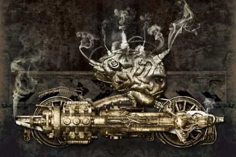 Cyborg takes a break Stock Illustration