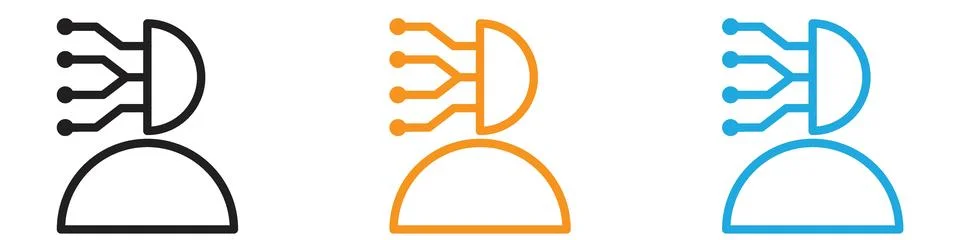 Cyborg vector logo set collection for web app ui Stock Illustration