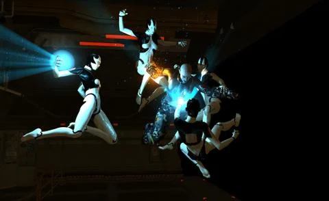 Cyborg vs man Stock Illustration