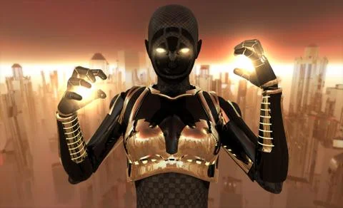 Cyborg warrior Illustrazione stock