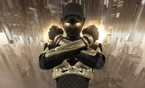 Cyborg warrior Illustrazione stock