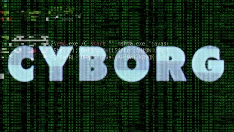 Cyborg word Computer code and data numbers Stock Footage 265791054