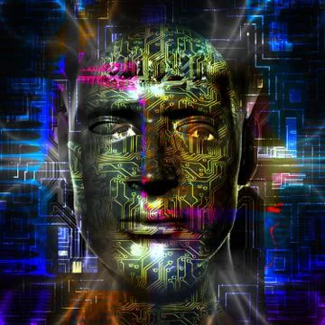 Cyborg's head Stock Illustration