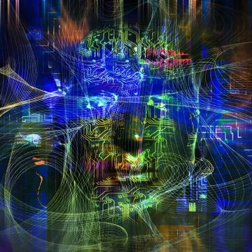 Cyborg's head Stock Illustration