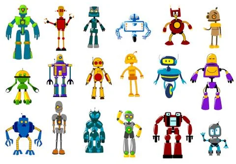 Cyborgs, robots and aliens set Stock Illustration