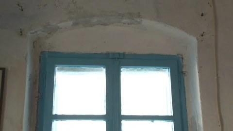 Cycladic island blue window from the inside Stock Footage 87067189