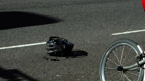 Cycle accident scene Stock Footage 90120962