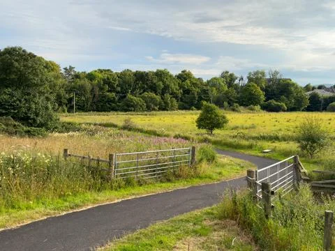 Cycle and walk path between Bridge of Weir and Quarriers Village Stock Photos