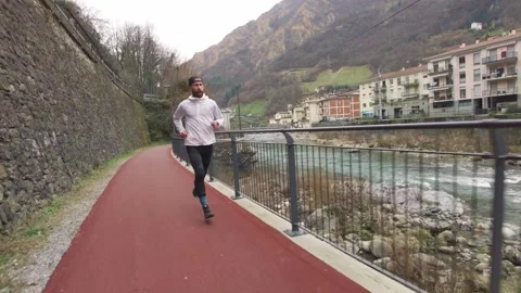 Cycle and walkable path with runner during a workout Stock-Footage 148388266