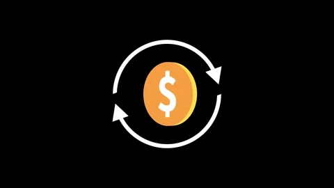 Cycle animation dollar coin with circular arrows Stock Footage 330523396