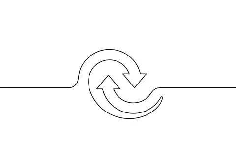Cycle arrow agile continuous line art. Repeat process, circular moving. One s Stock Illustration