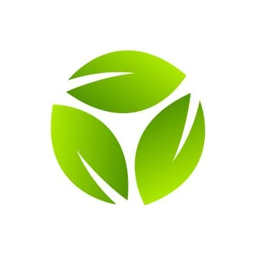 Cycle arrow icon reset with Eco three green leaves Stock Illustration