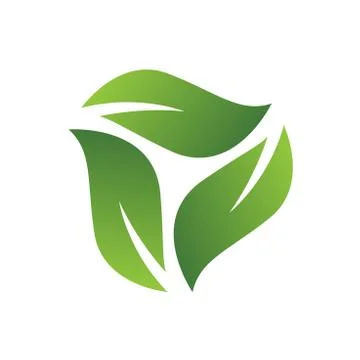 Cycle arrow icon reset with Eco three green leaves Stock Illustration
