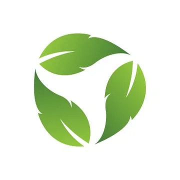 Cycle arrow icon reset with Eco three green leaves Stock Illustration