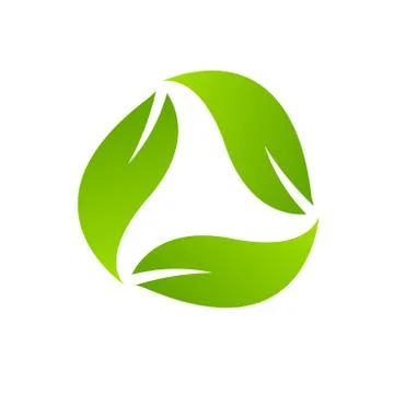 Cycle arrow icon reset with Eco three green leaves Stock Illustration