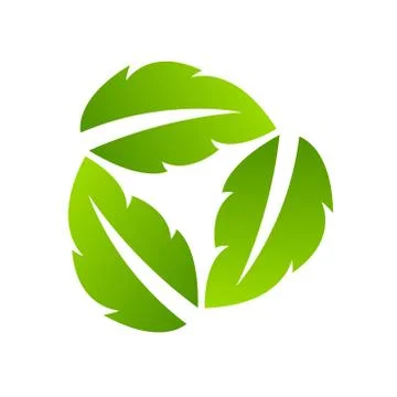 Cycle arrow icon reset with Eco three green leaves Stock Illustration