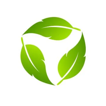 Cycle arrow icon reset with Eco three green leaves Stock Illustration