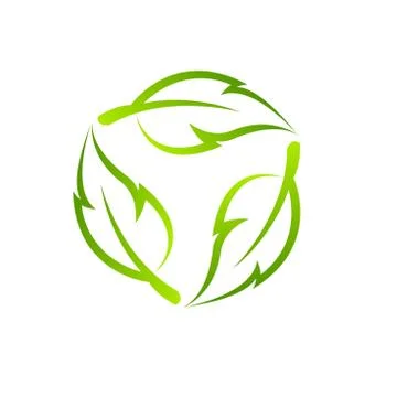 Cycle arrow icon reset with Eco three green leaves Stock Illustration