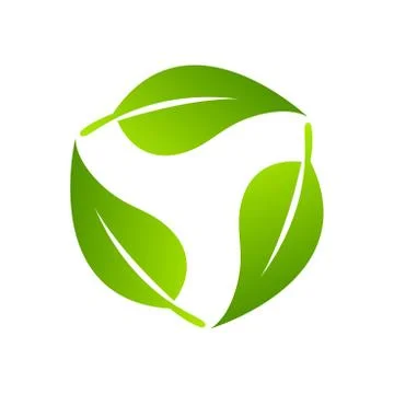 Cycle arrow icon reset with Eco three green leaves Stock Illustration